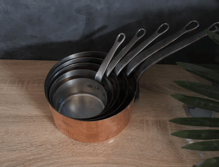 Vintage Moroccan Copper Cookware Set - 5 Piece Tin Lined Pots / cookware