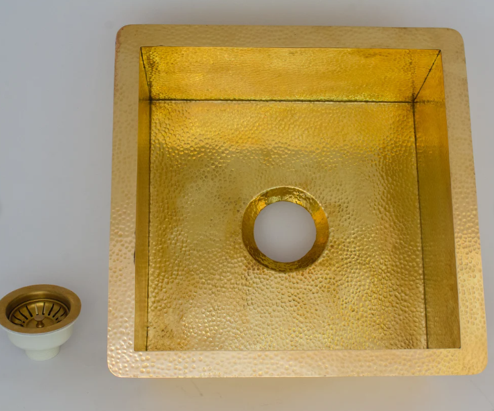 Solid Unlacquered Brass Undermount Hammered Sink, Kitchen Bar Sink, Island Sink, Outdoor Sink