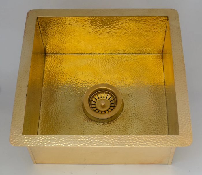 Solid Unlacquered Brass Undermount Hammered Sink, Kitchen Bar Sink, Island Sink, Outdoor Sink