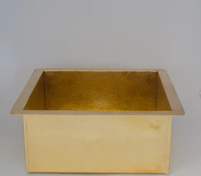 Solid Unlacquered Brass Undermount Hammered Sink, Kitchen Bar Sink, Island Sink, Outdoor Sink
