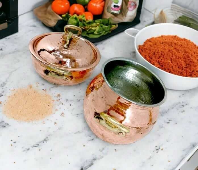 Handmade Moroccan Copper Couscoussier - Traditional 2-Tier Steamer Pot for CouscousVegetables Authentic Couscous Maker / hammered