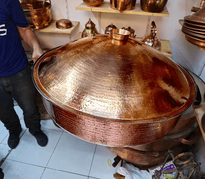 Handcrafted Red Copper Cookware Set, Antique & Vintage Design for Even Heat Distribution / hammered