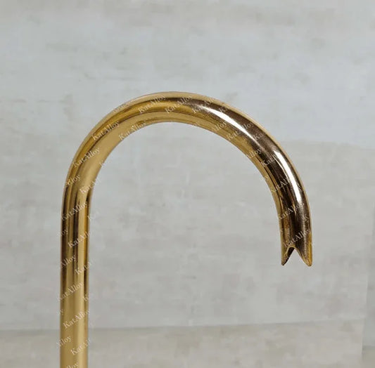 Unlacquered Solid Brass bathroom Faucet, Brass Bathroom Faucet, Unlacquered Brass Gooseneck Bathroom Faucet / BATHROOM FAUCETS