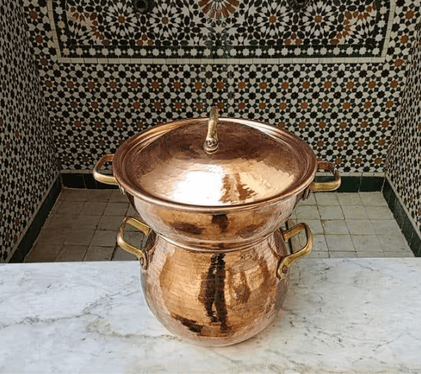 Moroccan Steamer Pot Cookware Couscoussier, Moroccan couscous group,Couscoussier Veggie 2 Tier copper / hammered