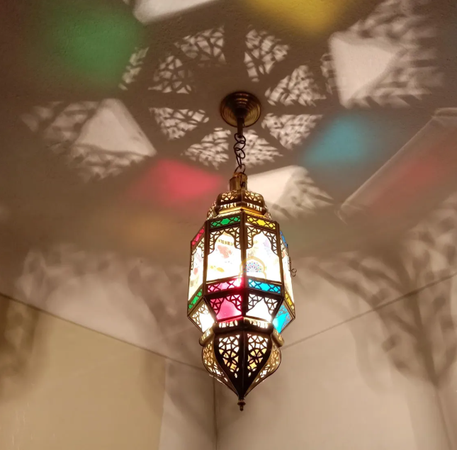 Brass & Glass Pendant light Morocco, Glass Pendant Light, Glass Morocco Lamp,Hanging Lamp,Glass Ceiling Light Fixture Fan