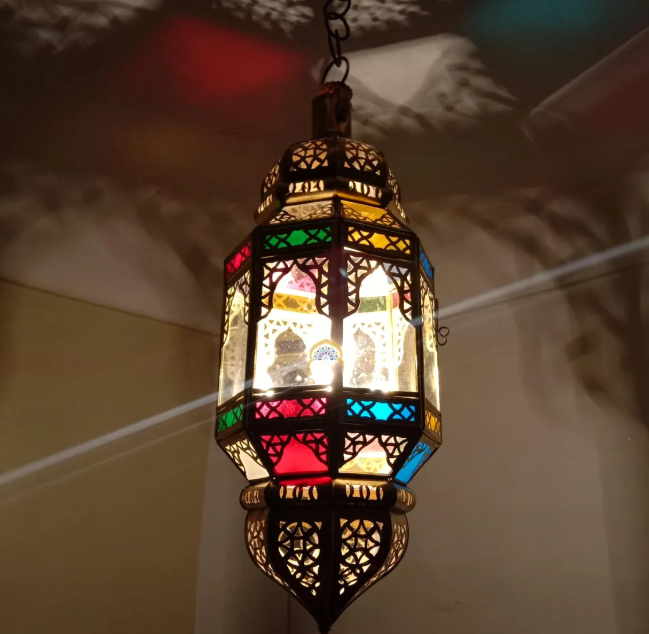 Brass & Glass Pendant light Morocco, Glass Pendant Light, Glass Morocco Lamp,Hanging Lamp,Glass Ceiling Light Fixture Fan