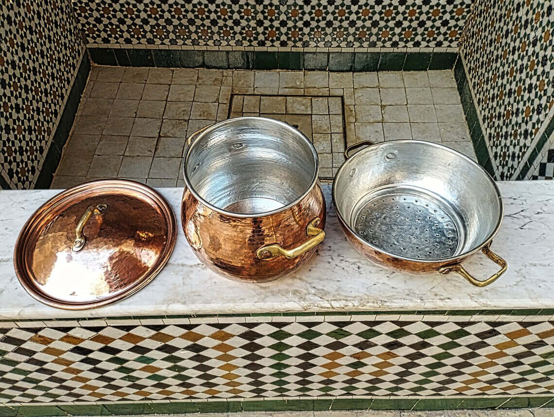 Moroccan Steamer Pot Cookware Couscoussier, Moroccan couscous group,Couscoussier Veggie 2 Tier copper / hammered
