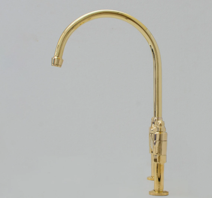 vintage 8" unlacquered brass bridge faucet, kitchen sink faucet, lever handles