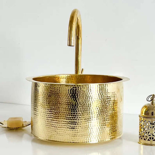Single Bar Brass Sink for your Bathroom, Brass Handmade Moroccan Sink, Over counter Bathroom Sink,