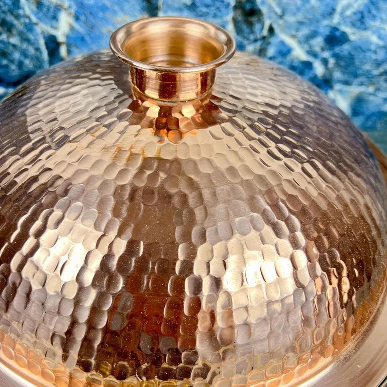 Handmade Copper Copper Cooking Pot With Lid - Hammered Copper Cookware - Solid Copper Kitchenware - Moroccan Copper Pan with LEAD-FREE