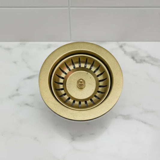 Unlacquered Brass Kitchen Sink Strainer, Solid Brass Drain Basket, Standard 3.5 Inch Sink Waste