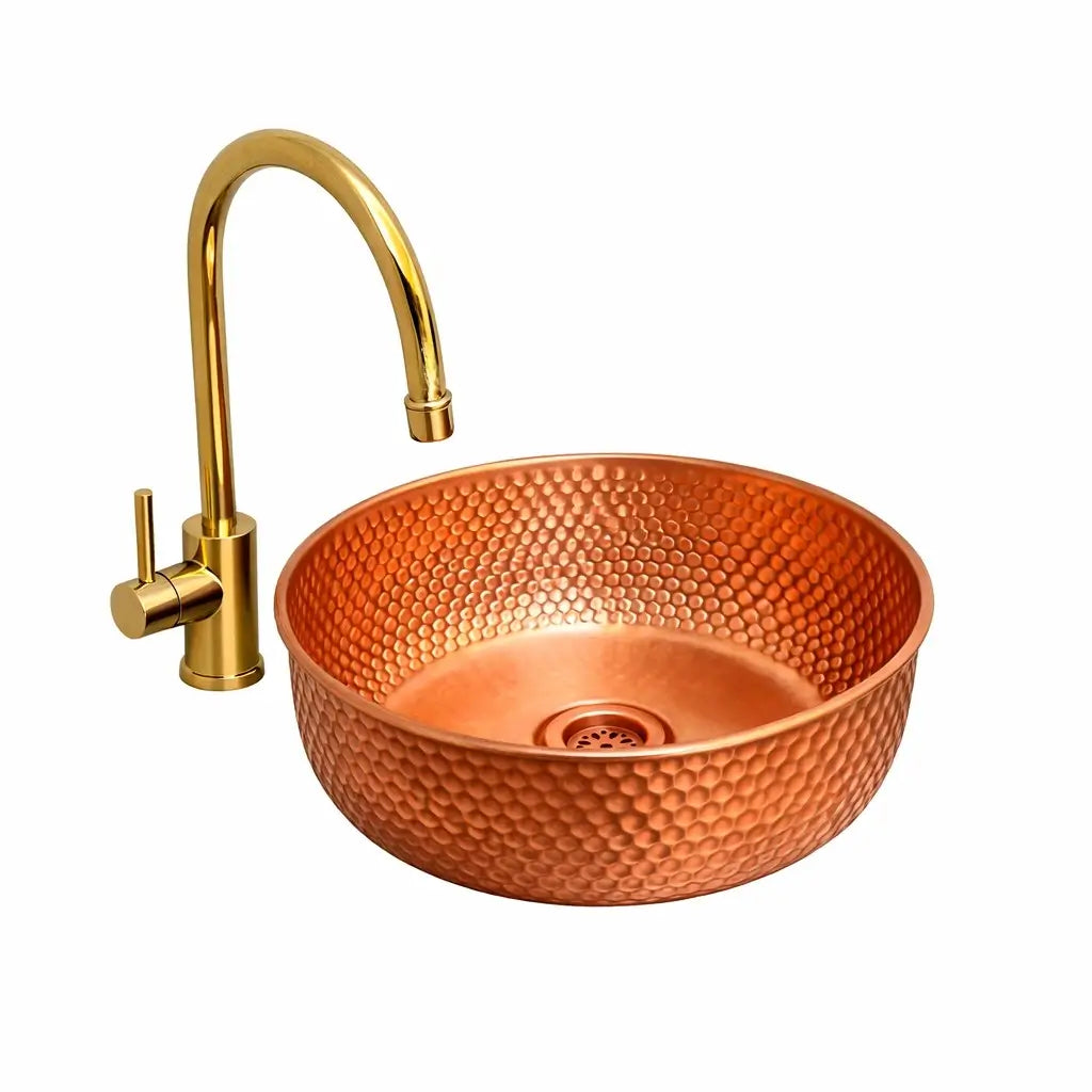 modern countertop vessel basin brushed copper bathroom sink