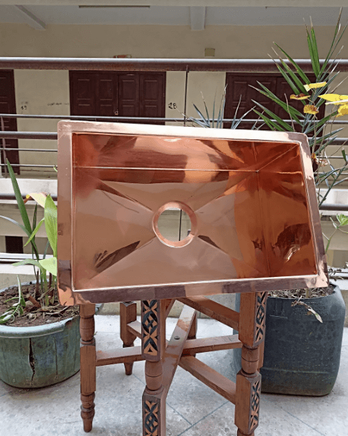 Moroccan Hammered Antique Copper Bar Sink style – Square Drop-In Unlacquered Kitchen Prep Sink / red copper basins