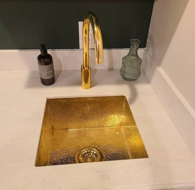 Solid Unlacquered Brass Undermount Hammered Sink, Kitchen Bar Sink, Island Sink, Outdoor Sink