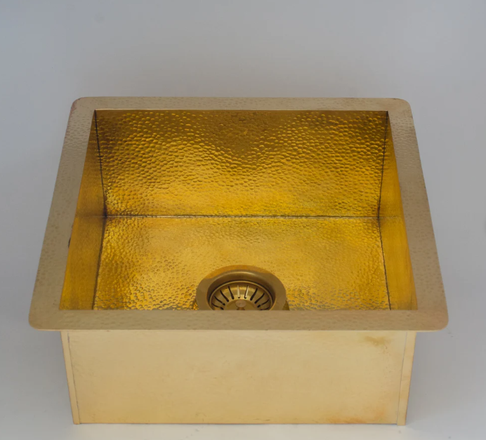 Solid Unlacquered Brass Undermount Hammered Sink, Kitchen Bar Sink, Island Sink, Outdoor Sink