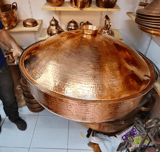 Handcrafted Red Copper Cookware Set, Antique & Vintage Design for Even Heat Distribution / hammered