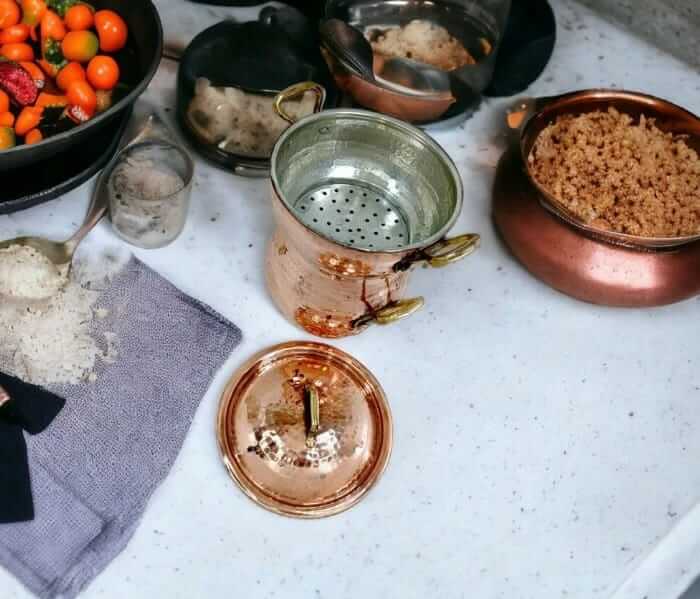 Handmade Moroccan Copper Couscoussier - Traditional 2-Tier Steamer Pot for CouscousVegetables Authentic Couscous Maker / hammered
