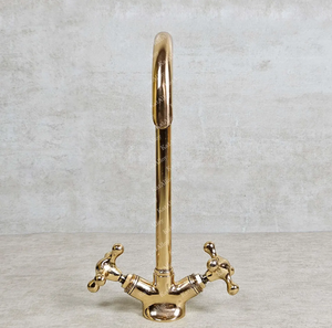 Unlacquered Solid Brass bathroom Faucet, Brass Bathroom Faucet, Unlacquered Brass Gooseneck Bathroom Faucet