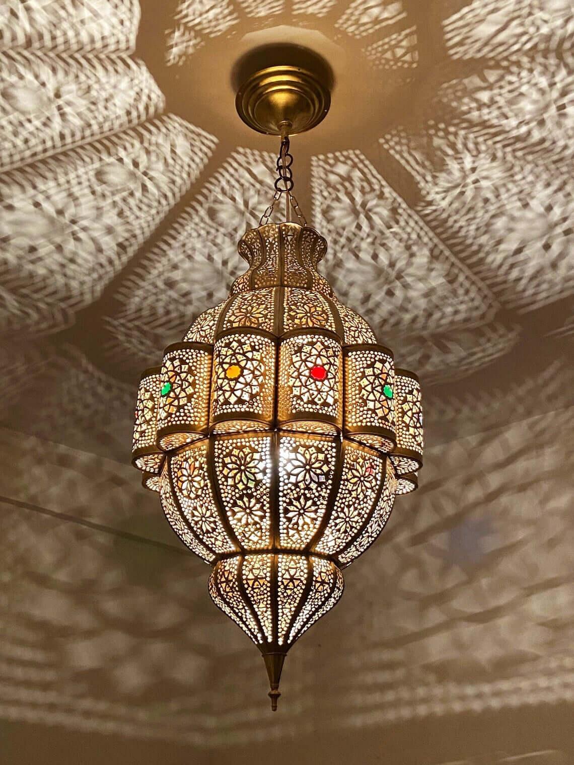 Luxury handmade Moroccan pendant lampshade, Moroccan pendant chandelier, ceiling light, new home lighting decor / COLORED CHANDELIERS