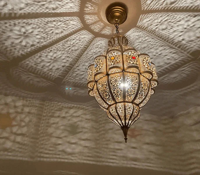 Luxury handmade Moroccan pendant lampshade, Moroccan pendant chandelier, ceiling light, new home lighting decor / COLORED CHANDELIERS