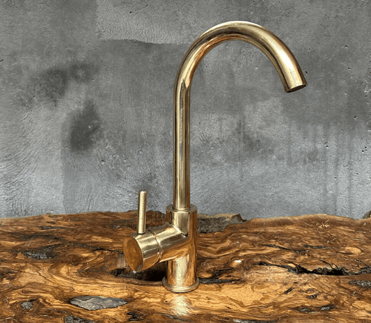 Unlacquered Brass Sink Faucet - Stylish and Durable | Copper Quality / BATHROOM FAUCETS,Brass Sink Faucet,Kitchen Hardware,Single Handle Mixer,Unlacquered Brass,Wet Bar Faucet