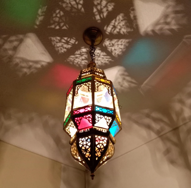 Brass & Glass Pendant light Morocco, Glass Pendant Light, Glass Morocco Lamp,Hanging Lamp,Glass Ceiling Light Fixture Fan
