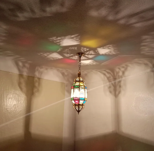 Brass & Glass Pendant light Morocco, Glass Pendant Light, Glass Morocco Lamp,Hanging Lamp,Glass Ceiling Light Fixture Fan
