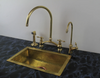 unlacquered brass kitchen bridge faucet vectorian style with sprayer & cold water faucet