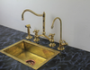 victorian classic kitchen bridge faucet with side sprayer & cold water faucet ,modern unlacquered brass bridge faucet