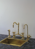 victorian classic kitchen bridge faucet with side sprayer & cold water faucet ,modern unlacquered brass bridge faucet