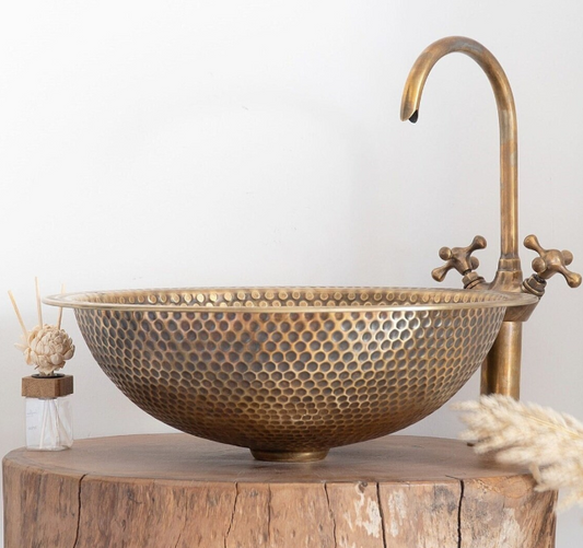 Modern Custom Made Brushed Brass Bathroom Sink