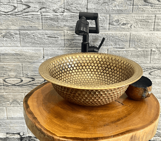 Engraved Vessel brass Bathroom Sink With Antique Design, Hand Hammered Vessel, / sink cell