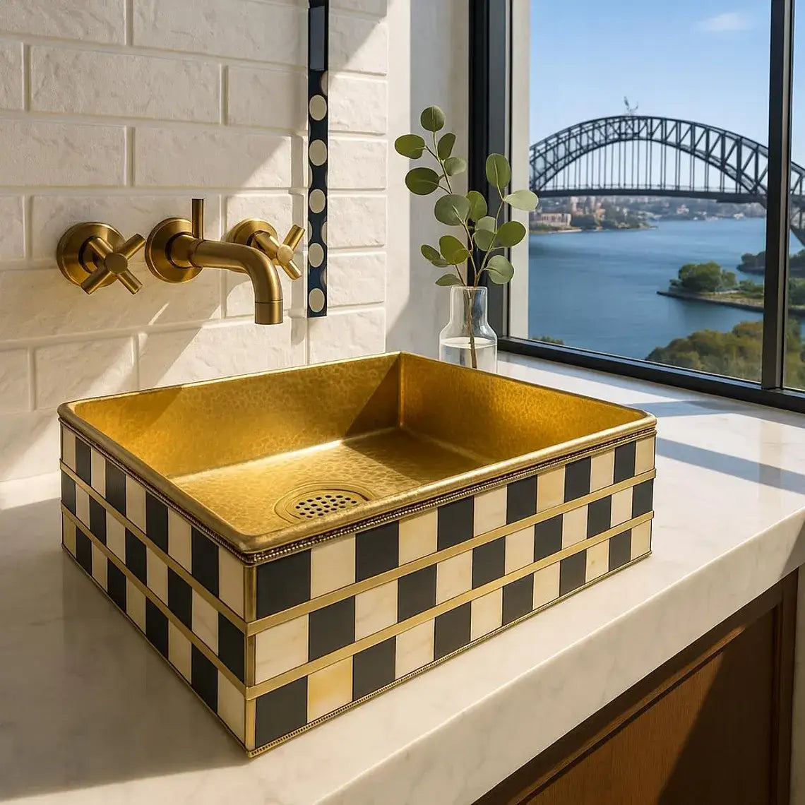 Bone Resin Basin – Handmade Inlay Vanity Sink/bone