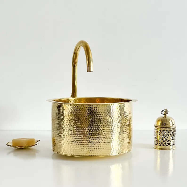 Single Bar Brass Sink for your Bathroom, Brass Handmade Moroccan Sink, Over counter Bathroom Sink,