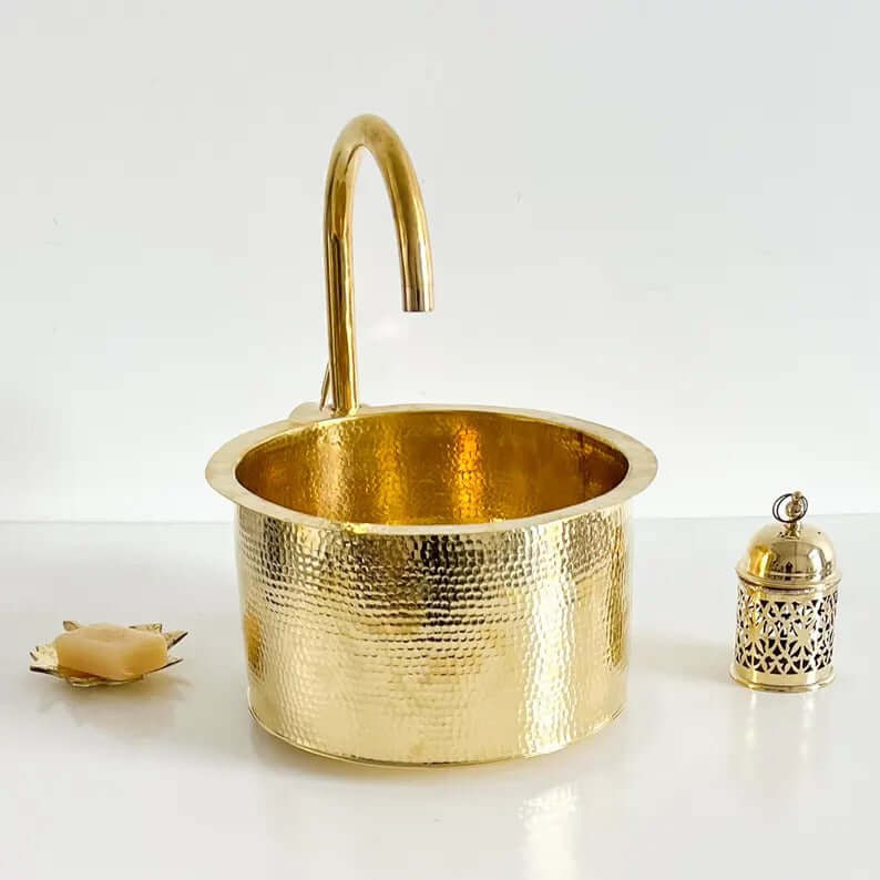 Single Bar Brass Sink for your Bathroom, Brass Handmade Moroccan Sink, Over counter Bathroom Sink,