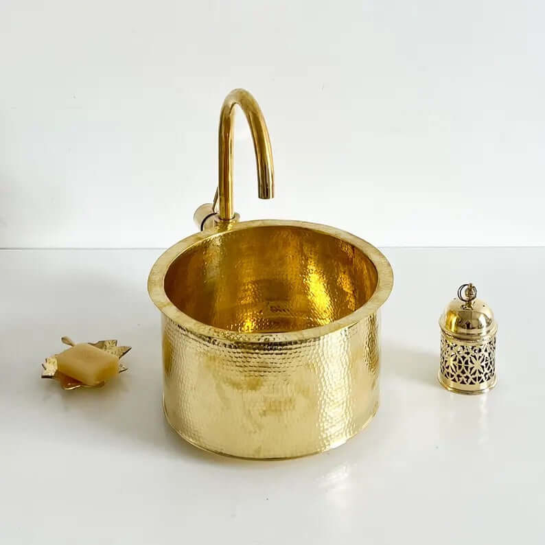 Single Bar Brass Sink for your Bathroom, Brass Handmade Moroccan Sink, Over counter Bathroom Sink,