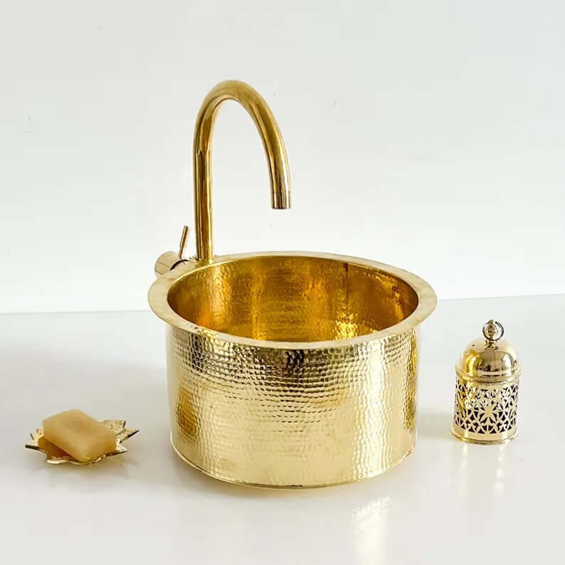 Single Bar Brass Sink for your Bathroom, Brass Handmade Moroccan Sink, Over counter Bathroom Sink,