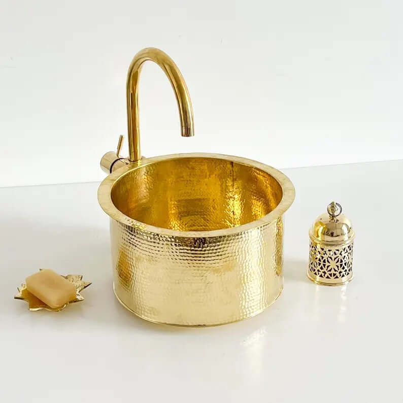 Single Bar Brass Sink for your Bathroom, Brass Handmade Moroccan Sink, Over counter Bathroom Sink,