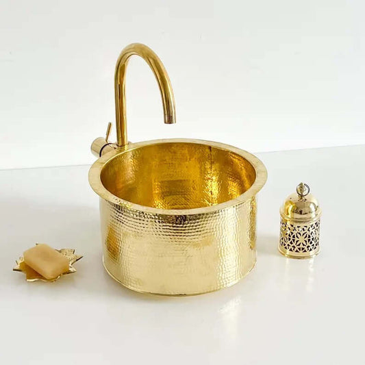 Single Bar Brass Sink for your Bathroom, Brass Handmade Moroccan Sink, Over counter Bathroom Sink,
