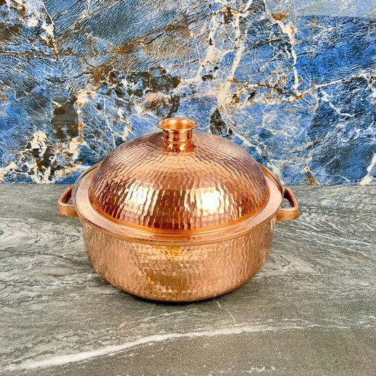 Handmade Copper Copper Cooking Pot With Lid - Hammered Copper Cookware - Solid Copper Kitchenware - Moroccan Copper Pan with LEAD-FREE