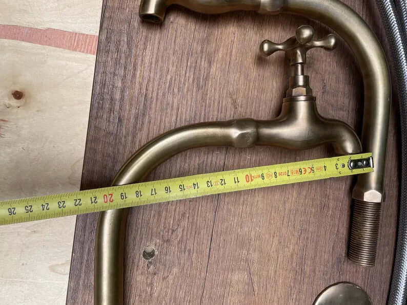 Two Basin faucet in unlacquered brass