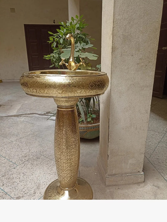 Moroccan Brass Pedestal Sink