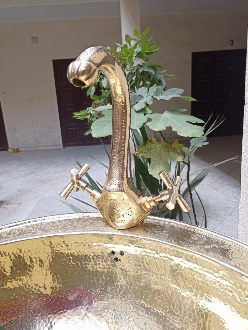 Moroccan Brass Pedestal Sink