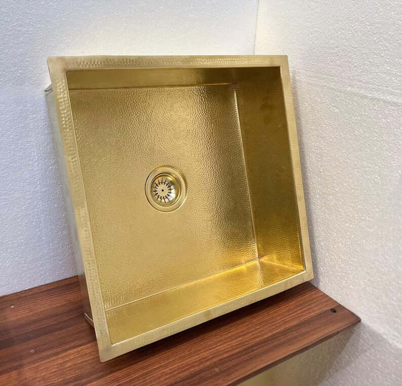 Luxury handmade hammered brass sink for kitchen Bar Sink, Island Sink, Outdoor Sink, The drain for free