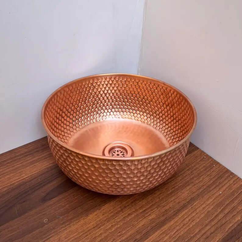 brushed brass copper vessel sink