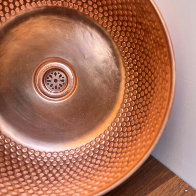 brushed brass copper vessel sink