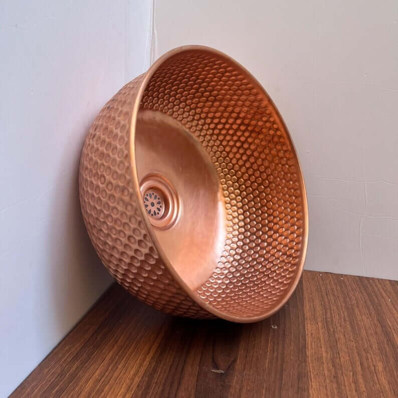 brushed brass copper vessel sink