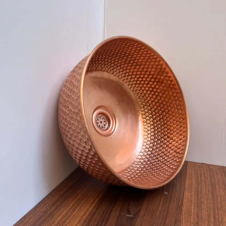 brushed brass copper vessel sink