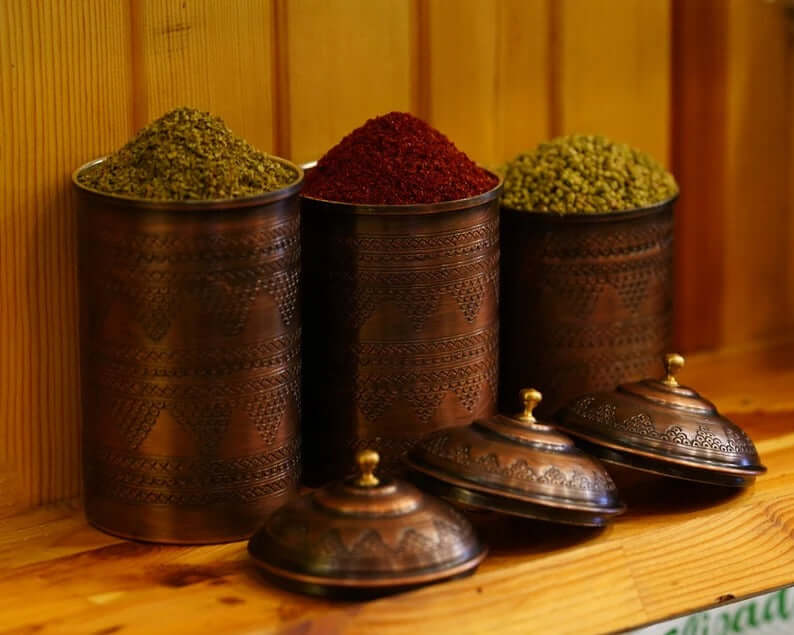 handmade copper spice jars