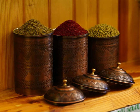 handmade copper spice jars